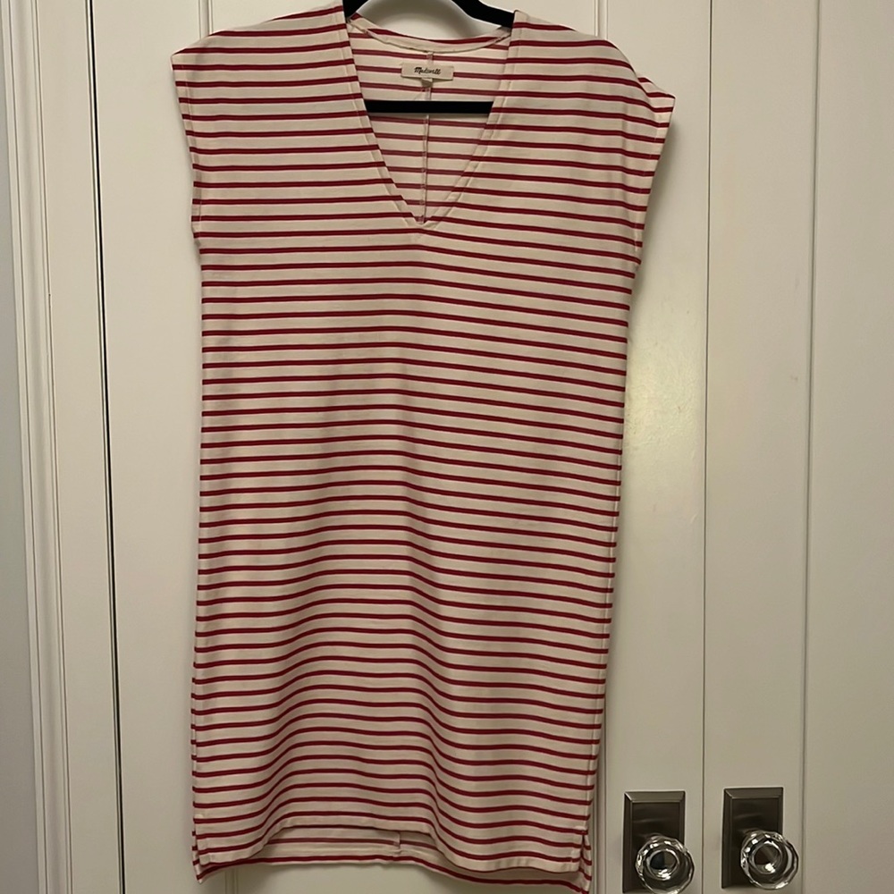 Madewell red and white striped dress